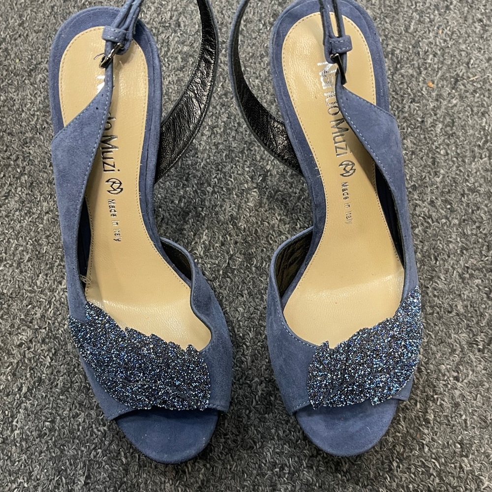 Nando Muzi Blue Glitter Heels